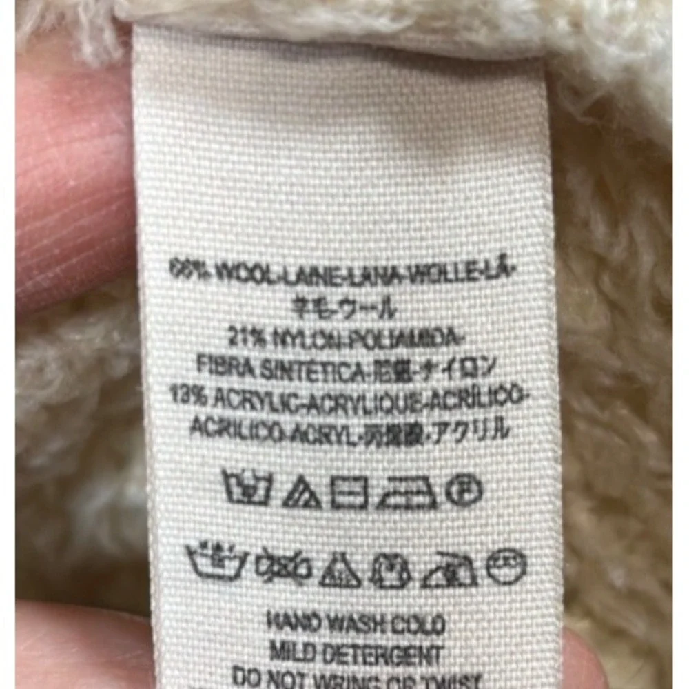 Free People Womens S‎ Sweater Wool Blend Cream Fuzzy Jacket Asymmetrical Zip
